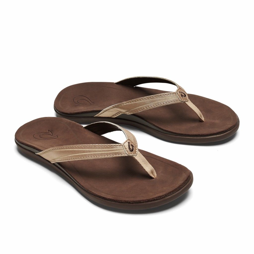 Olukai Women's Aukai Flip Flop - Copper / Dark Java US187-492